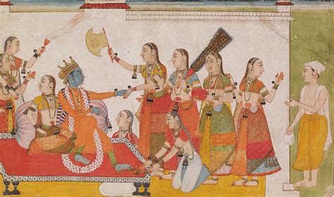 Krishna welcoming Sudama from a Bhagavata Purna Painting by Unknown - Fine Art America