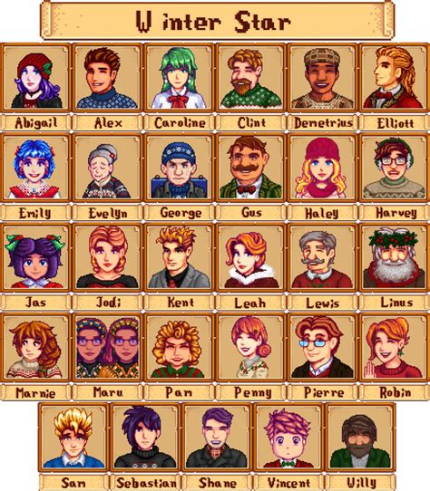 [SVO] I love finally seeing everyone in their Winter Star outfits : r/StardewValley