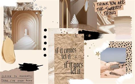 beige collage desktop wallpaper | Place card holders, Desktop wallpaper ...