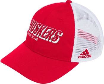 adidas Men's adidas Scarlet Nebraska Huskers Mascot Block Letter Slouch Trucker Adjustable Hat ...