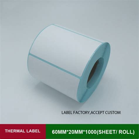 Blank stickers labels 60*20mm*1000 sheets thermal printer barcode adhesive paper for price logo ...