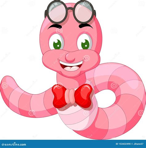 Funny Pink Worm with Glases Cartoon Stock Illustration - Illustration of comic, mess: 153432490