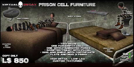 Second Life Marketplace - -Virtual Decay- Prison Cell Furniture [C]