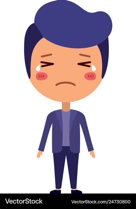 Cartoon sad man kawaii character Royalty Free Vector Image