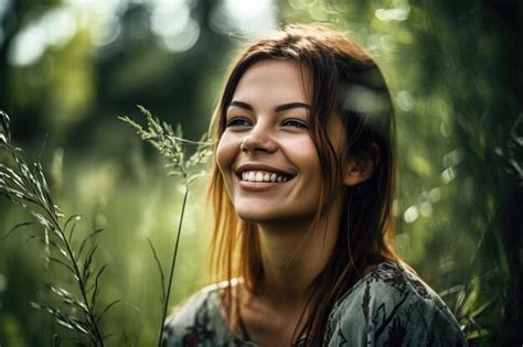 Premium AI Image | Shot of a young woman happily smiling while being at ...