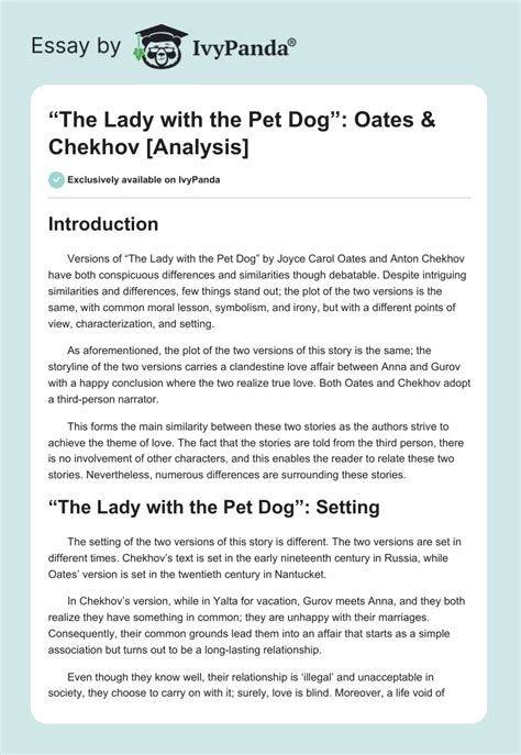 "The Lady with the Pet Dog": Oates & Chekhov [Analysis]