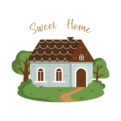 Cute house with inscription sweet home vector 22832578 Vector Art at ...