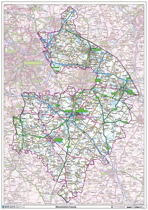 Warwickshire County Map : XYZ Maps