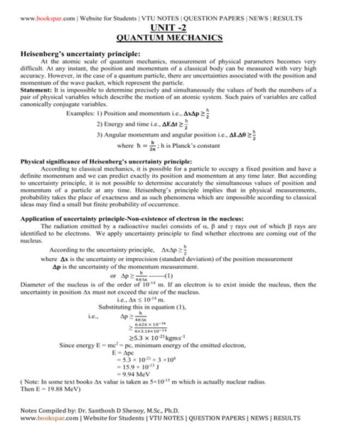 2 QUANTUM MECHANICS Heisenberg`s uncertainty principle