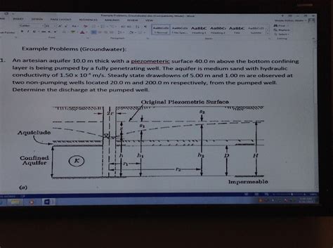 Solved Example Problems (Groundwater): 1. An artesian | Chegg.com