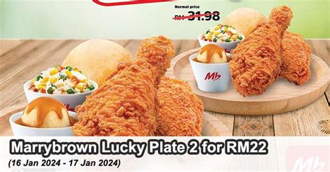 Marrybrown Lucky Plate 2 for RM22 (16 Jan 2024 - 17 Jan 2024)