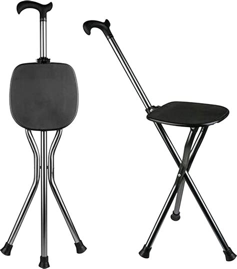 Amazon.com: Folding Canes Seat Walking Stick Height Adjustment 440 lbs Black Capacity Cane with ...