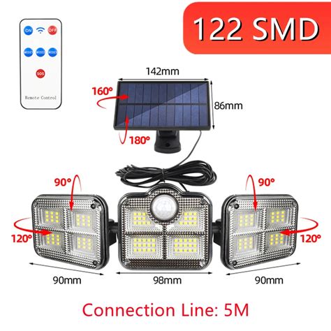 3 Heads Remote Control Solar Security Wall Light - Lighting4Home