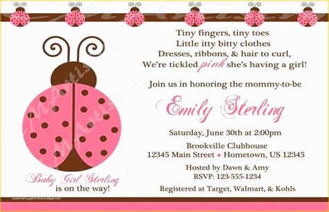 Free Printable Ladybug Baby Shower Invitations Templates Of Pink ...