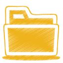 Yellow folder Icon | Origami Colored Pencil Iconpack | Double-J Design