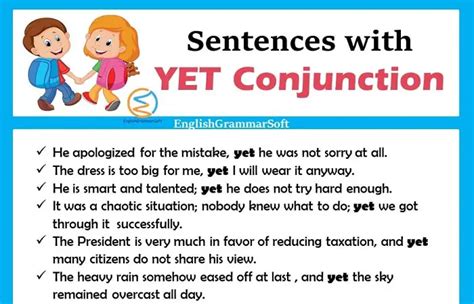 Example Sentences with Yet Conjunction - EnglishGrammarSoft