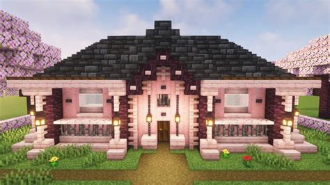 Minecraft Cherry Wood House | Minecraft creaties, Minecraft-ideeën, Minecraft