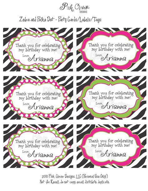 Zebra Labels or Tags Printable File by pinkcloverdesigns on Etsy