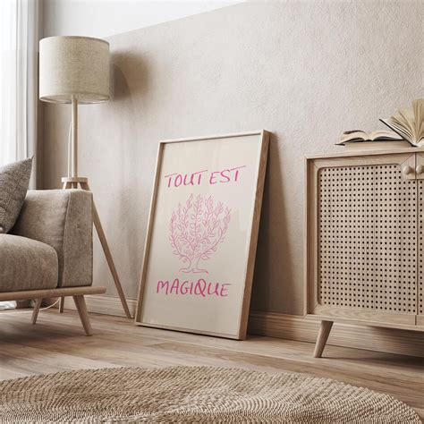 Aesthetic French Words Poster, France Print Tout Est Magique Print, Pink Aesthetic Poster ...