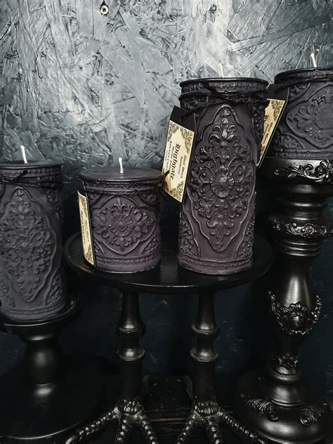 Black Baroque Candle Ornate Gothic Candle Witchy Pillar - Etsy UK