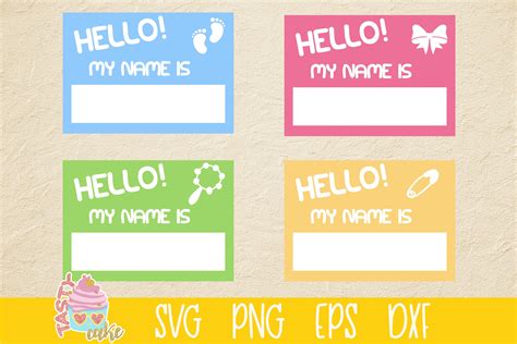 Baby Name Tag Bundle - Hello My Name Is - Name Tag (320175) | SVGs ...