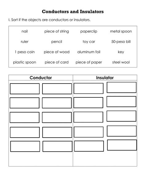 Heat Conductors And Insulators Worksheet