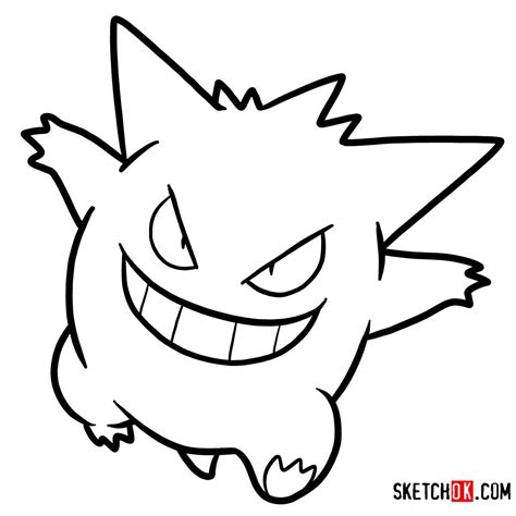 How to draw Gengar | Pokemon - Sketchok easy drawing guides Easy ...