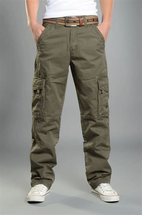 Mens Cargo Pants Casual Mens Pant Baggy Regular Cotton Trousers Male Combat Military Tactical ...