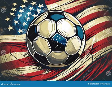 Illustration of a USA Flag with the Soccer Ball Stock Illustration ...