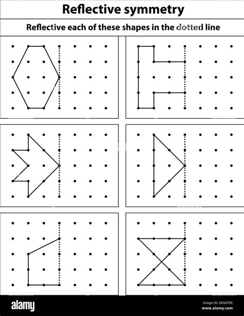 Dots grid Reflective symmetry each of this shapes of the dotted line practice exercise ...