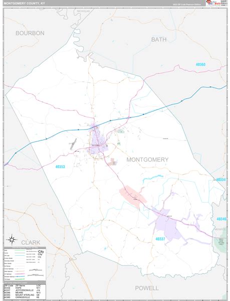 Montgomery County, KY Wall Map Premium Style by MarketMAPS - MapSales