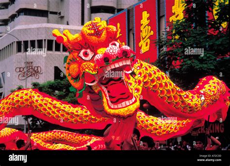 Chinese Dragons Dancing at Chinese New Year festival Singapore Stock Photo: 470077 - Alamy