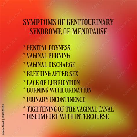 symptoms of Genitourinary syndrome of menopause. Vector illustration for medical journal or ...