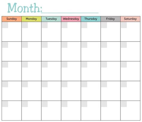 Blank Monthly Calendar Printable Free | Blank monthly calendar template ...