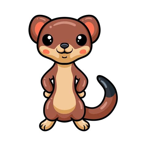 Cute little weasel cartoon standing 12014754 Vector Art at Vecteezy