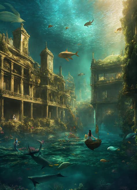 Lexica - Historical drama uprising in an underwater city with mermaids in the virtual landscape.