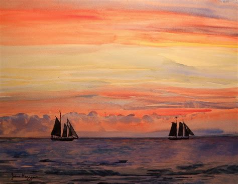 My Watercolor Madness: Two Boats at Sunset