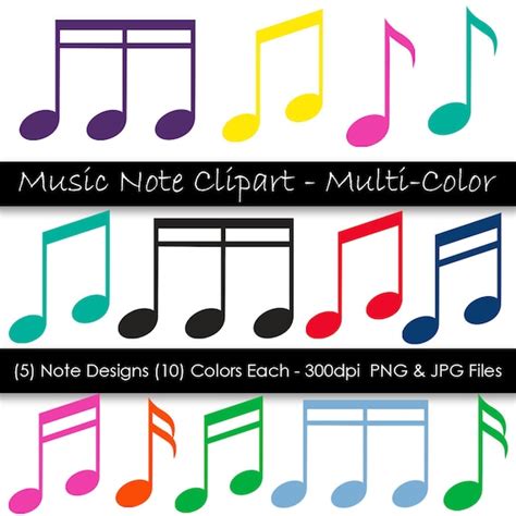 Music Note Clipart Colorful Music Notes Music Symbols 50 | Etsy