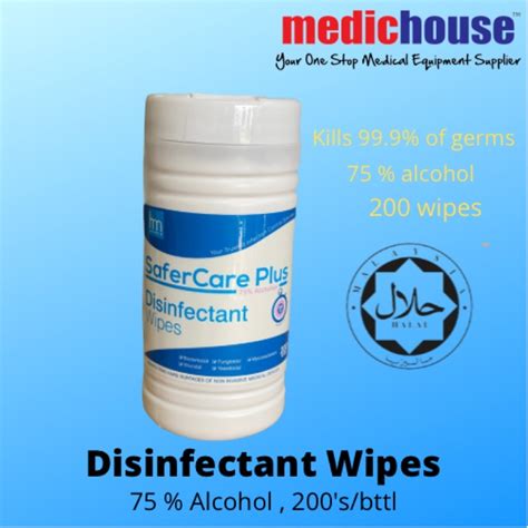 DISINFECTANT Wipes Safercare Plus 200 wipes/bttl | Shopee Malaysia