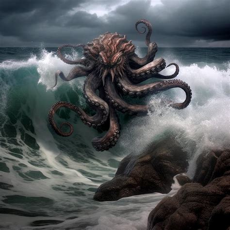 AI Art Print Release the Kraken Octopus Sea Monster in - Etsy