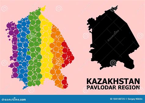 Spectrum Mosaic Map of Pavlodar Region for LGBT Stock Vector ...