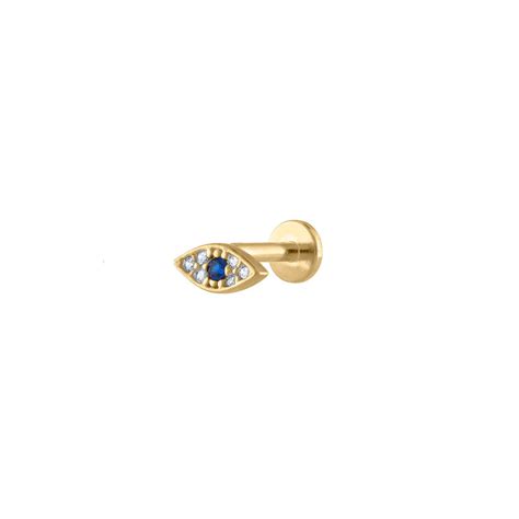 Evil Eye Threaded Flat Back Earring in Gold | Maison Miru