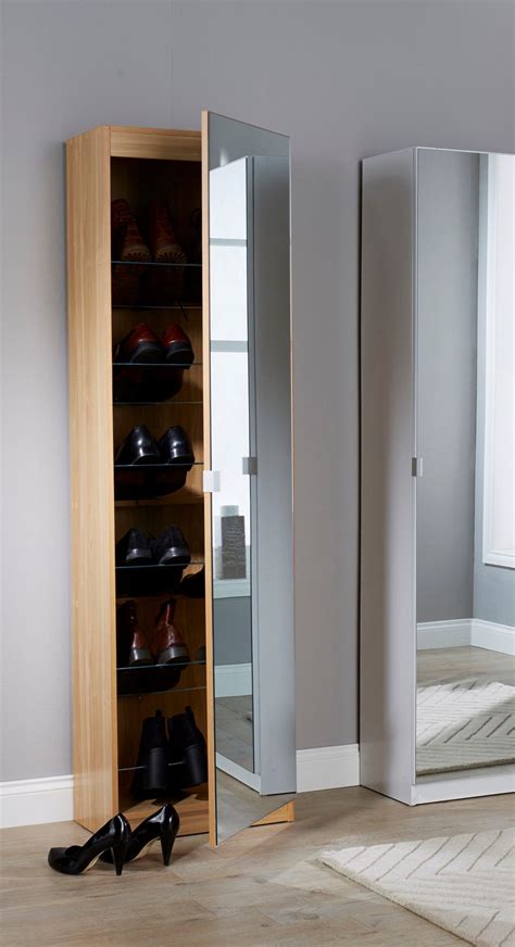 Mirror Shoe Cabinet. Featuring a full length mirrored door, these shoe ...