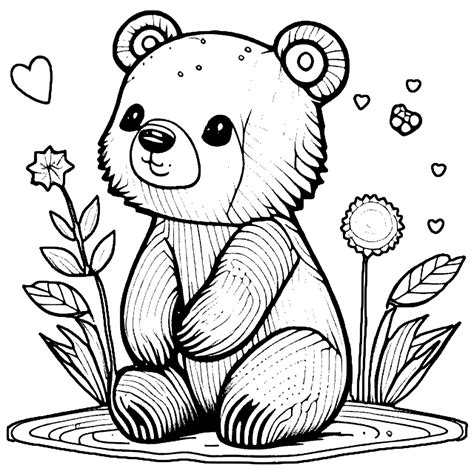 Cute Bear Coloring Page · Creative Fabrica