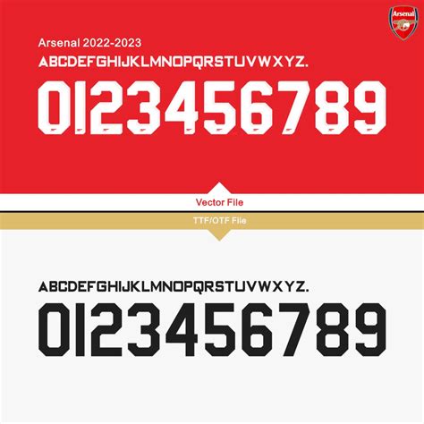 Iron-On Sticker Arsenal 2022-23 Kit Font & Vector - Iron-On Sticker