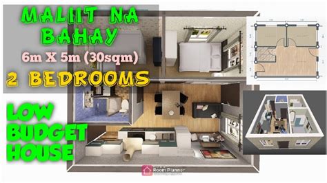 30SQM | SUPER LOW BUDGET 2 BEDROOM HOUSE | MALIIT NA BAHAY 6X5M | MINIMALIST FLOOR PLAN - YouTube