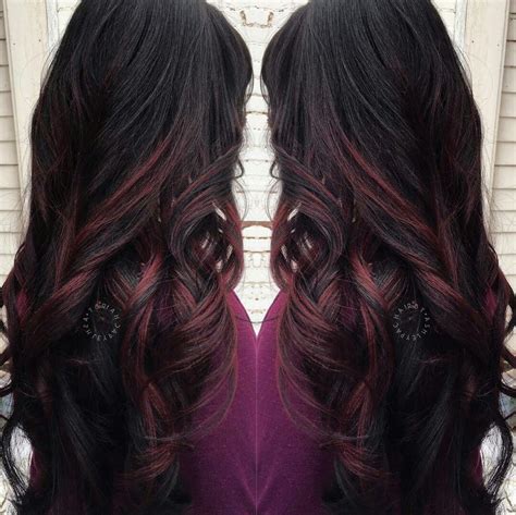 Jet Black Hair With Red Highlights