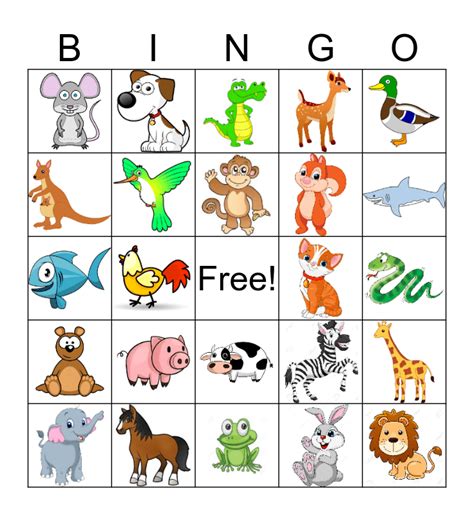 Animal Bingo Free Printable