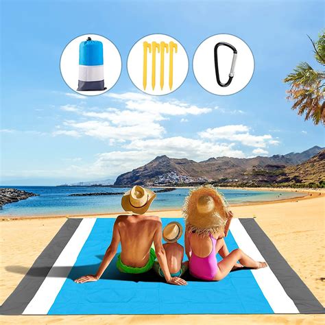 Beach Mat, 210*200cm Portable Sandproof Waterproof Picnic Blanket With ...