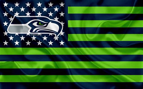 Download wallpapers Seattle Seahawks, American football team, creative American flag, blue green ...